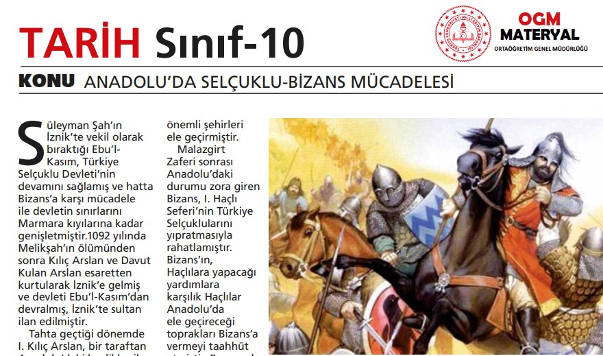 10. Sınıf Tarih Ders Notları Konu Özetleri