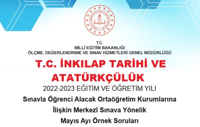 Mayıs 2023 T. C. İnkılap Tarihi MEB Örnek Soruları