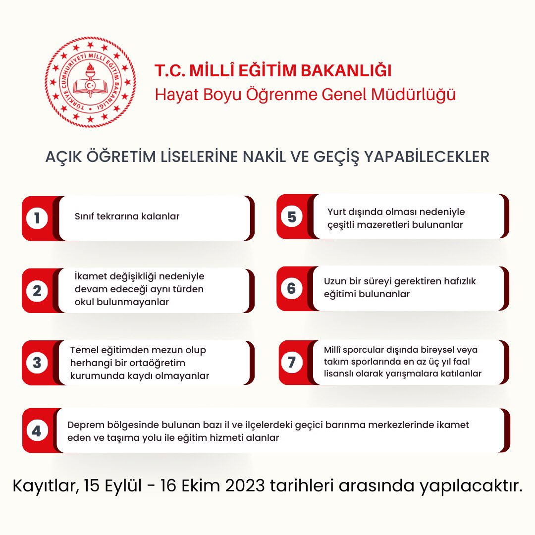 Kimler açık liselere geçiş yapabilecek