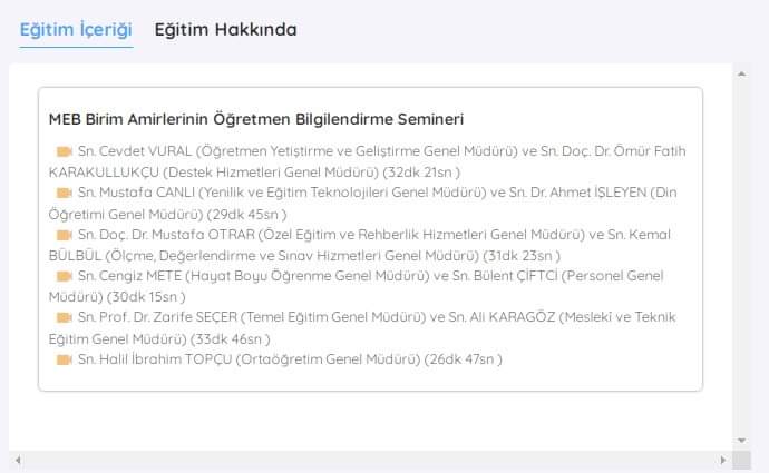 2023 Kasım Seminerinde İzlenecek Videolar ve Süreleri