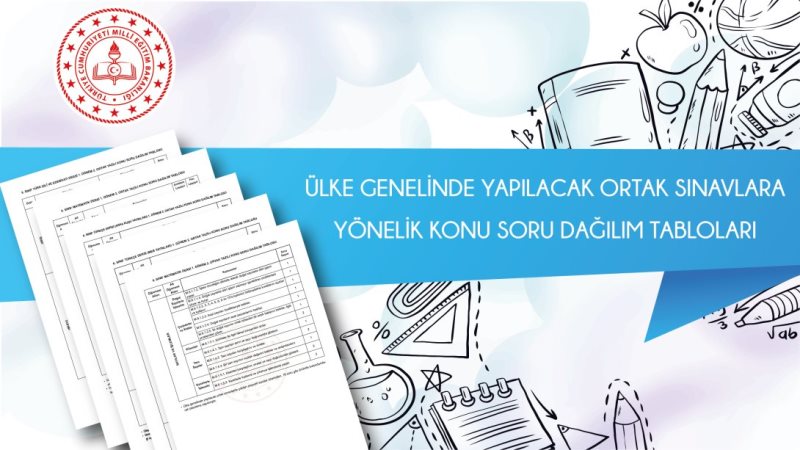 6 VE 9. SINIFLAR İÇİN YAPILACAK ORTAK SINAVLARIN KONU SORU DAĞILIM TABLOLARI YAYIMLANDI