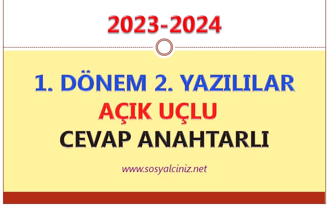 2023-2024 7. Sınıf Sosyal Bilgiler 1. Dönem 2. Açık Uçlu Yazılı Cevaplı 6 Soruluk