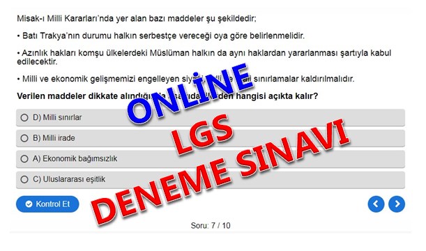 T. C. İnkılap Tarihi Online LGS Deneme Sınavları 1