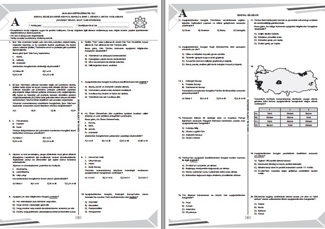 Konya İl ÖDM 6. Sınıf Sosyal Bilgiler Ortak Sınav Soru ve Cevapları-1