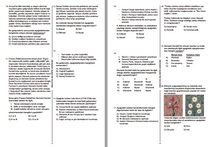Osmaniye İl ÖDM 7. Sınıf Sosyal Bilgiler Ortak Sınav Soru ve Cevapları