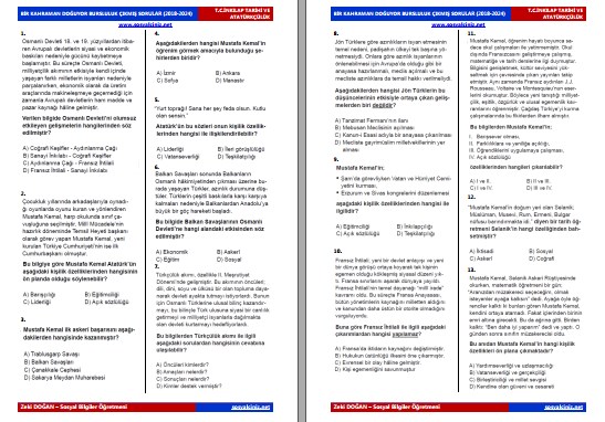 2018-2024 Bir Kahraman Doğuyor Bursluluk Çıkmış Sorular