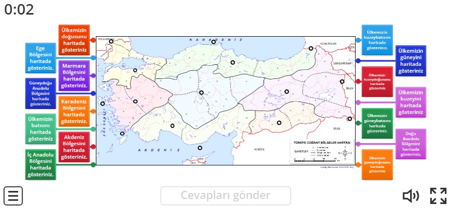 Dilsiz Harita Üzerinde Yönleri ve Bölgeleri Gösterme
