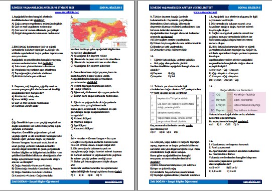 İlimizde Yaşanabilecek Afetler ve Etkileri Test