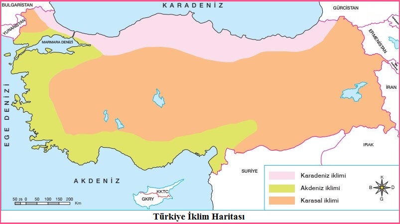 Türkiye’de Görülen İklimler Haritası