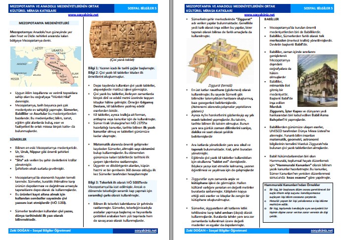 Mezopotamya ve Anadolu Medeniyetlerinin Ortak Kültürel Mirasa Katkıları