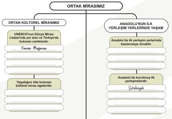 Ortak Mirasımız Ders Kitabı Sayfa 143 Tablo