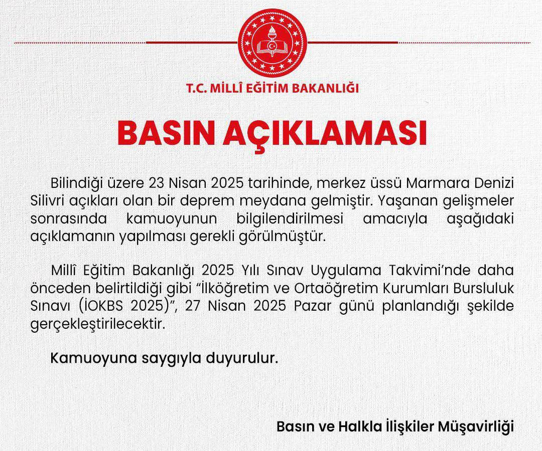 2025 Bursluluk Sınavı gününde yapılacak