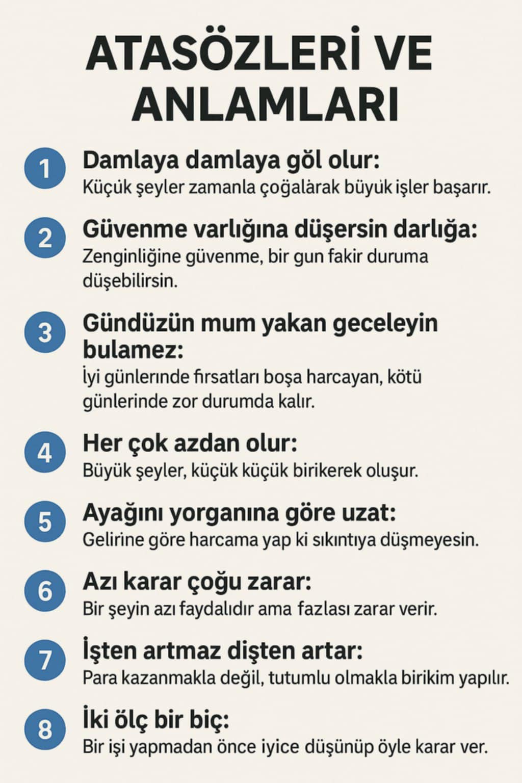 Tutumluluk İle İlgili Atasözleri