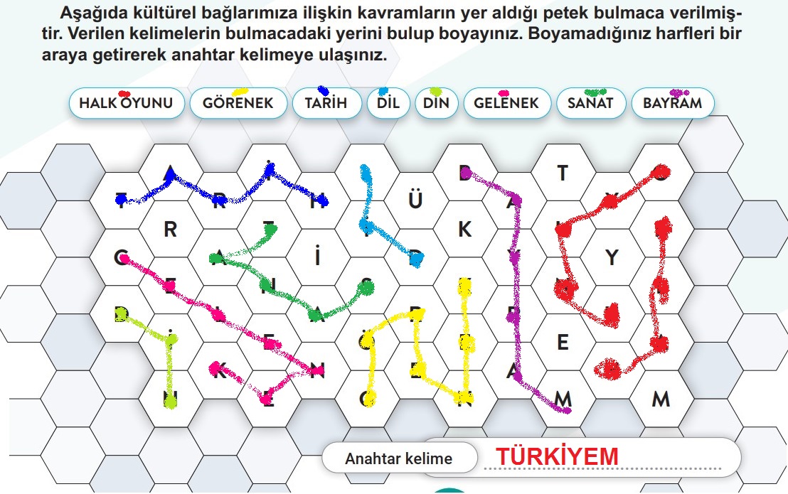 Kültürel Bağlarımız Petek Bulmaca