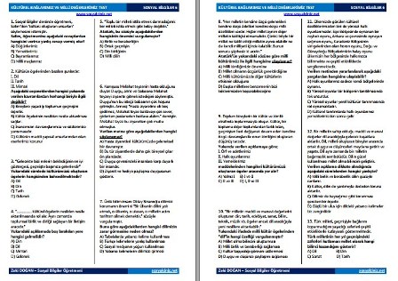 Kültürel Bağlarımız ve Milli Değerlerimiz Test