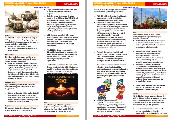 Kültürel Bağlarımızın ve Milli Değerlerimizin Toplumsal Birlikteliğe Etkisi