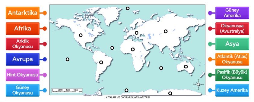 Dilsiz Harita Üzerinde Kıta ve Okyanus Bulma Oyunu
