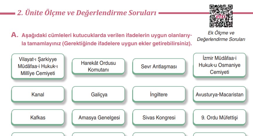 T.C. İnkılap Tarihi Dersdestek 2. Ünite Ölçme Değerlendirme Soruları Cevapları