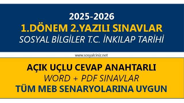 2025-2026 8.Sınıf T.C.İnkılap Tarihi 1.Dönem 2.Yazılı 3.Senaryo Cevaplı