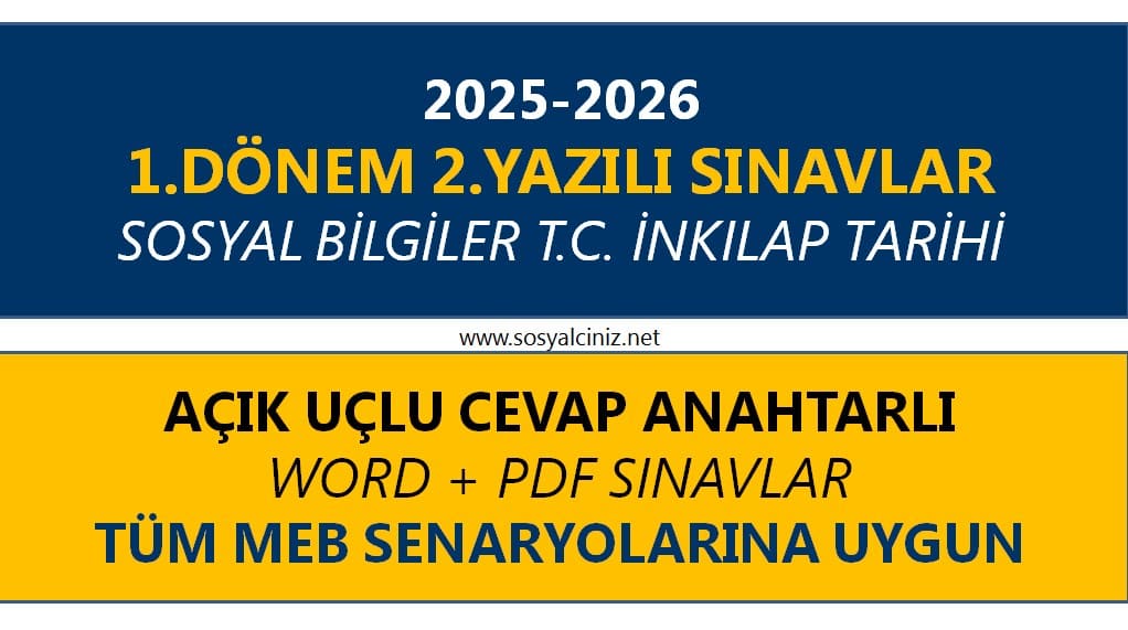 2025-2026 7.Sınıf Sosyal Bilgiler 1.Dönem 2.Yazılı 1.Senaryo Cevaplı