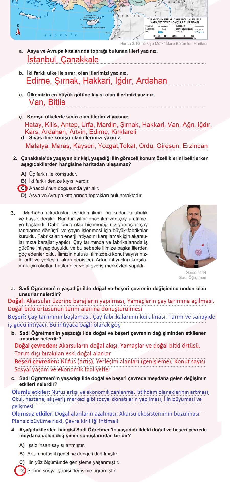 5.Sınıf Sosyal Bilgiler 2.Öğrenme Alanı Örnek Sorular Cevapları