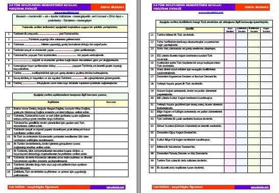 İlk Türk Devletlerinin Medeniyetimize Katkıları Pekiştirme Etkinliği