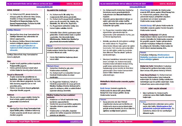 İslam Medeniyetinin Ortak Mirasa Katkıları ÖZET