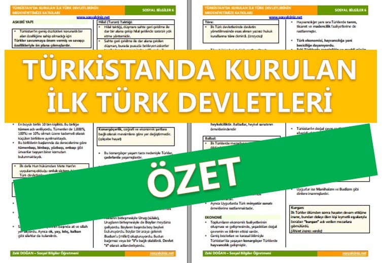 Türkistan’da Kurulan İlk Türk Devletlerinin Medeniyetimize Katkıları ÖZET