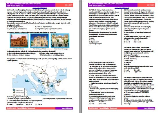 T.C. İnkılap Tarihi 1.Ünite MEB Örnek Sorular 2018-2025