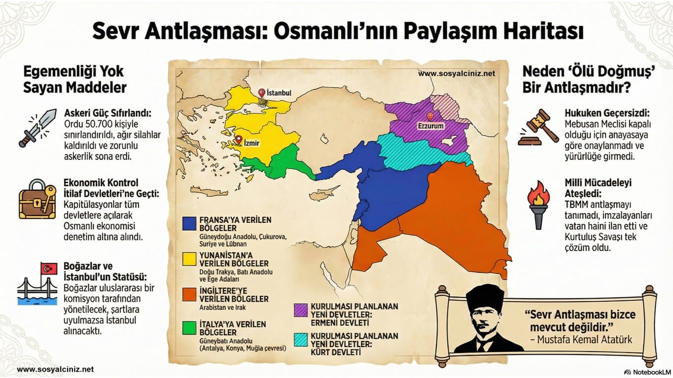 Sevr Antlaşması Osmanlı Devletinin Paylaşım Haritası