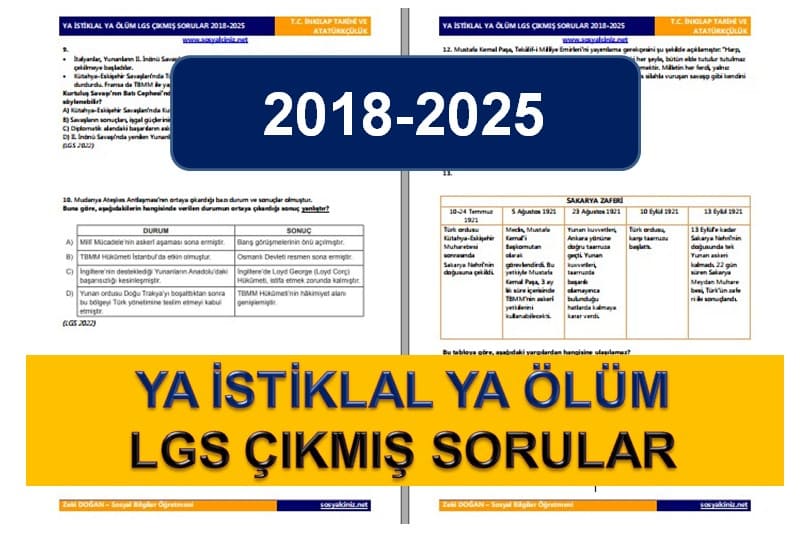 Ya İstiklal Ya Ölüm LGS Çıkmış Sorular 2018-2025