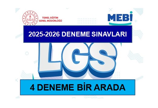 2025-2026 MEBİ LGS Deneme Sınavları 4 Sınav TOPLU PDF