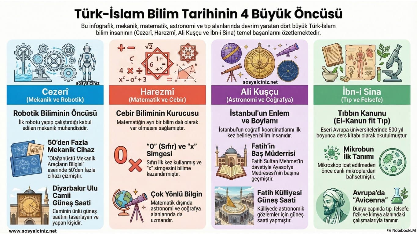 Türk İslam Bilim İnsanları İnfografik Tablolar