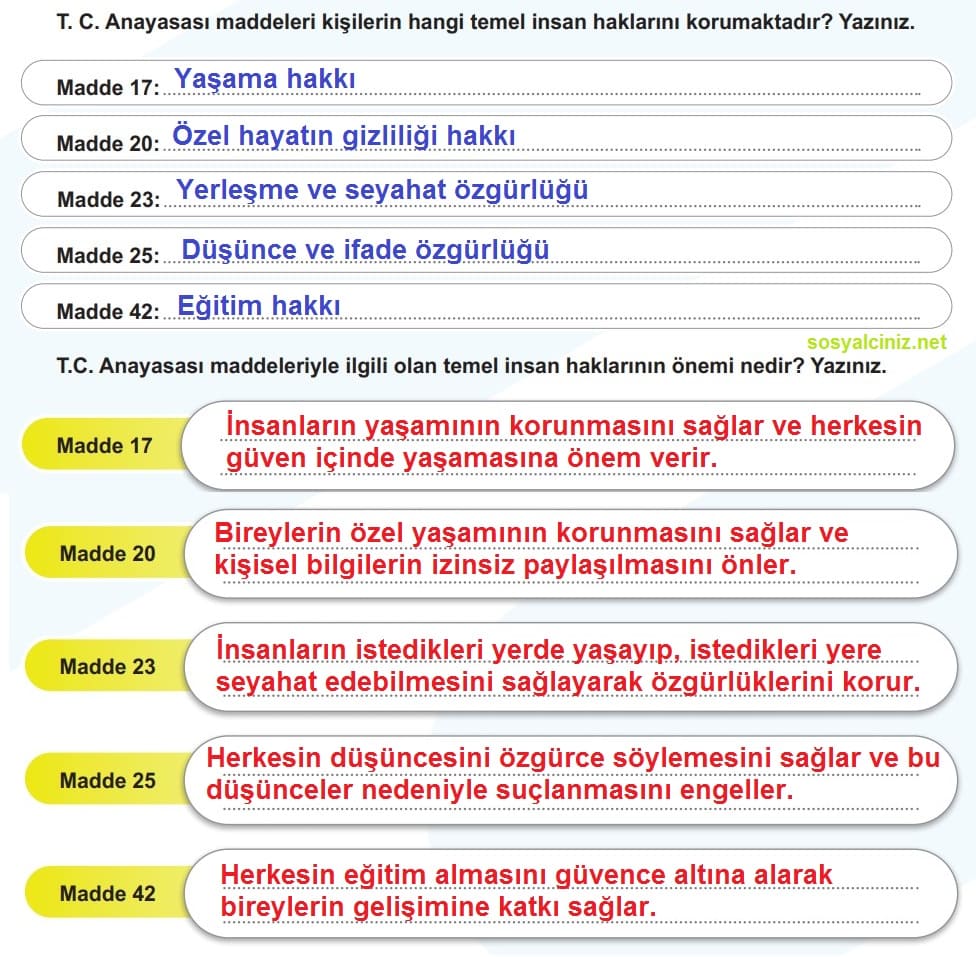 5.Sınıf Sosyal Bilgiler Sayfa 49 Değerlendirelim Etkinliği