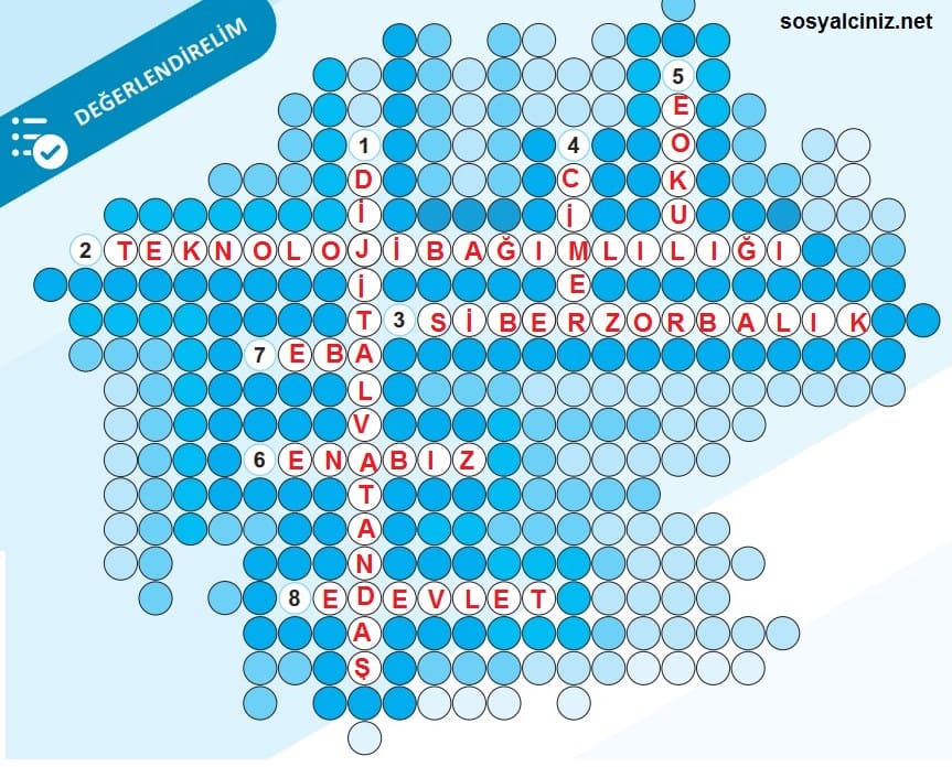 6.Sınıf Sosyal Bilgiler Sayfa 43 Bulmaca Cevap Anahtarı