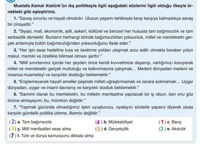 T.C. İnkılap Tarihi Dersdestek Sayfa 187 Etkinliği