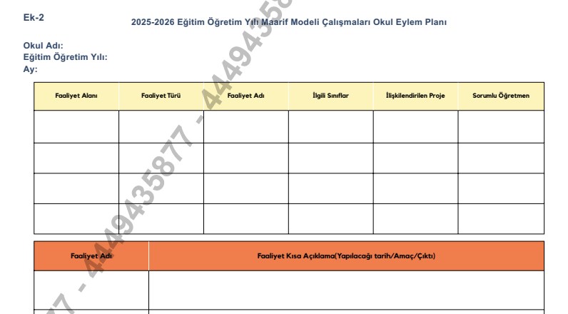 TYMM Okul Eylem Planı Çalışmaları Örnekleri