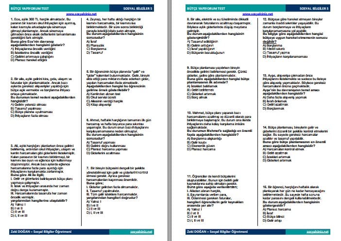 Bütçe Yapıyorum Test