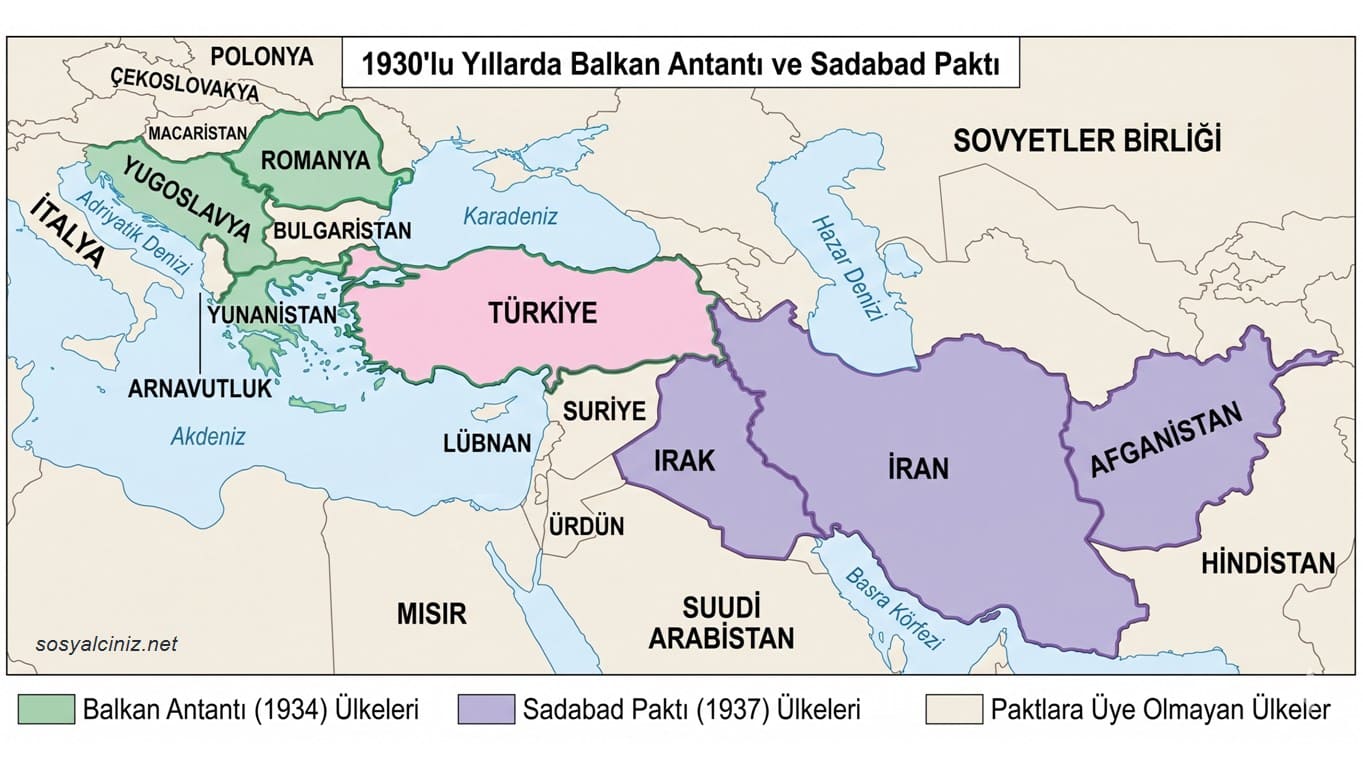 Balkan Antantı ve Sadabat Paktı Haritası
