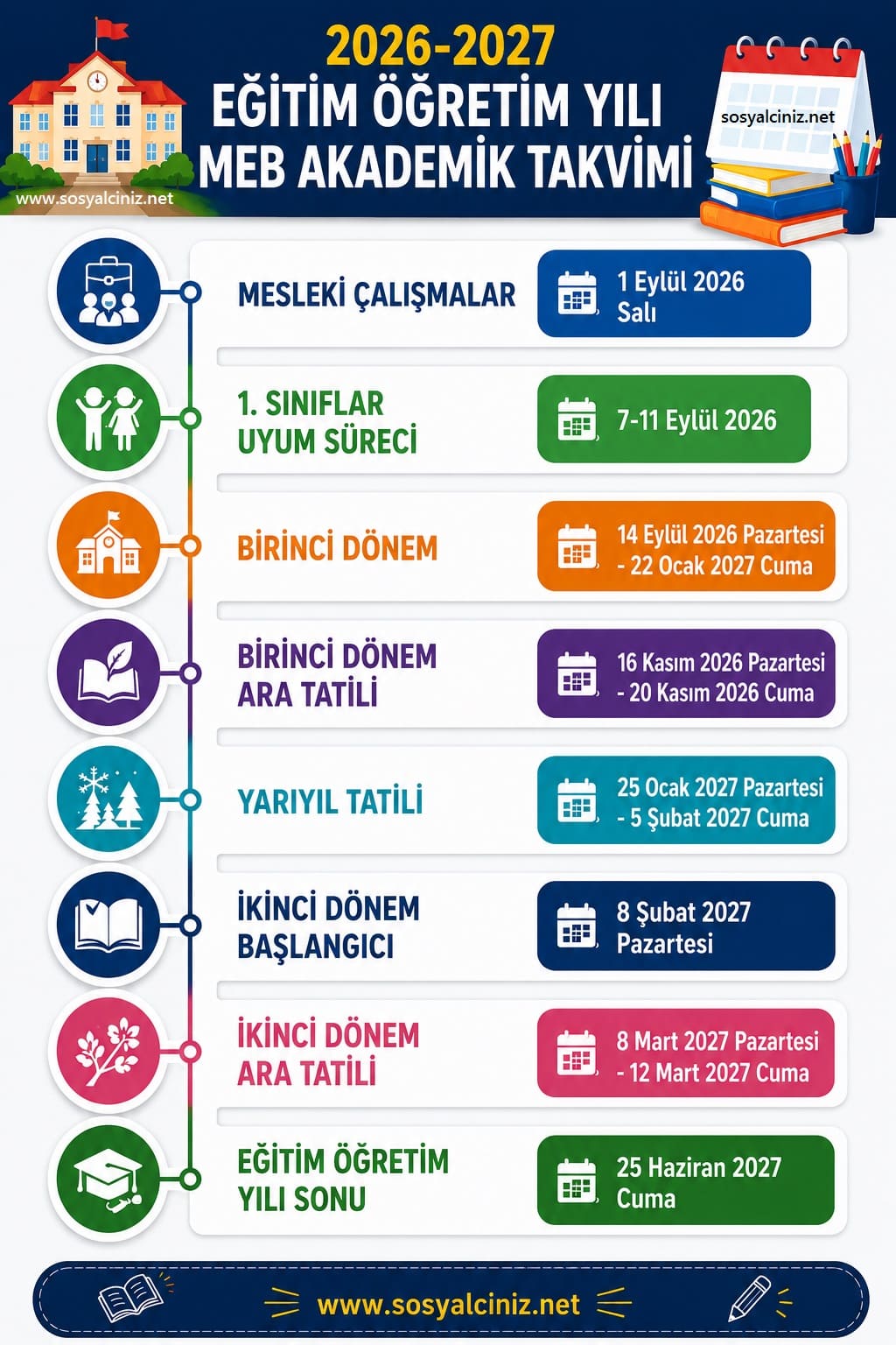 2026-2027 Eğitim Öğretim Yılı MEB Akademik Takvimi