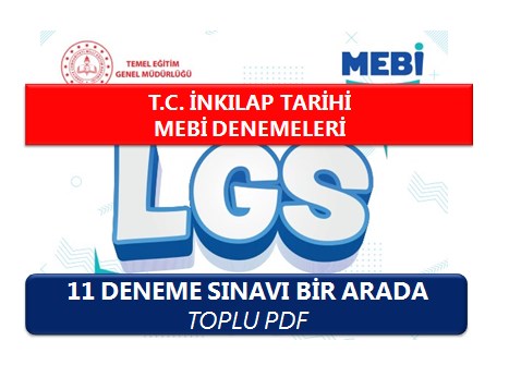 T.C. İnkılap Tarihi MEBİ Deneme Sınavları (11 Deneme Toplu PDF)