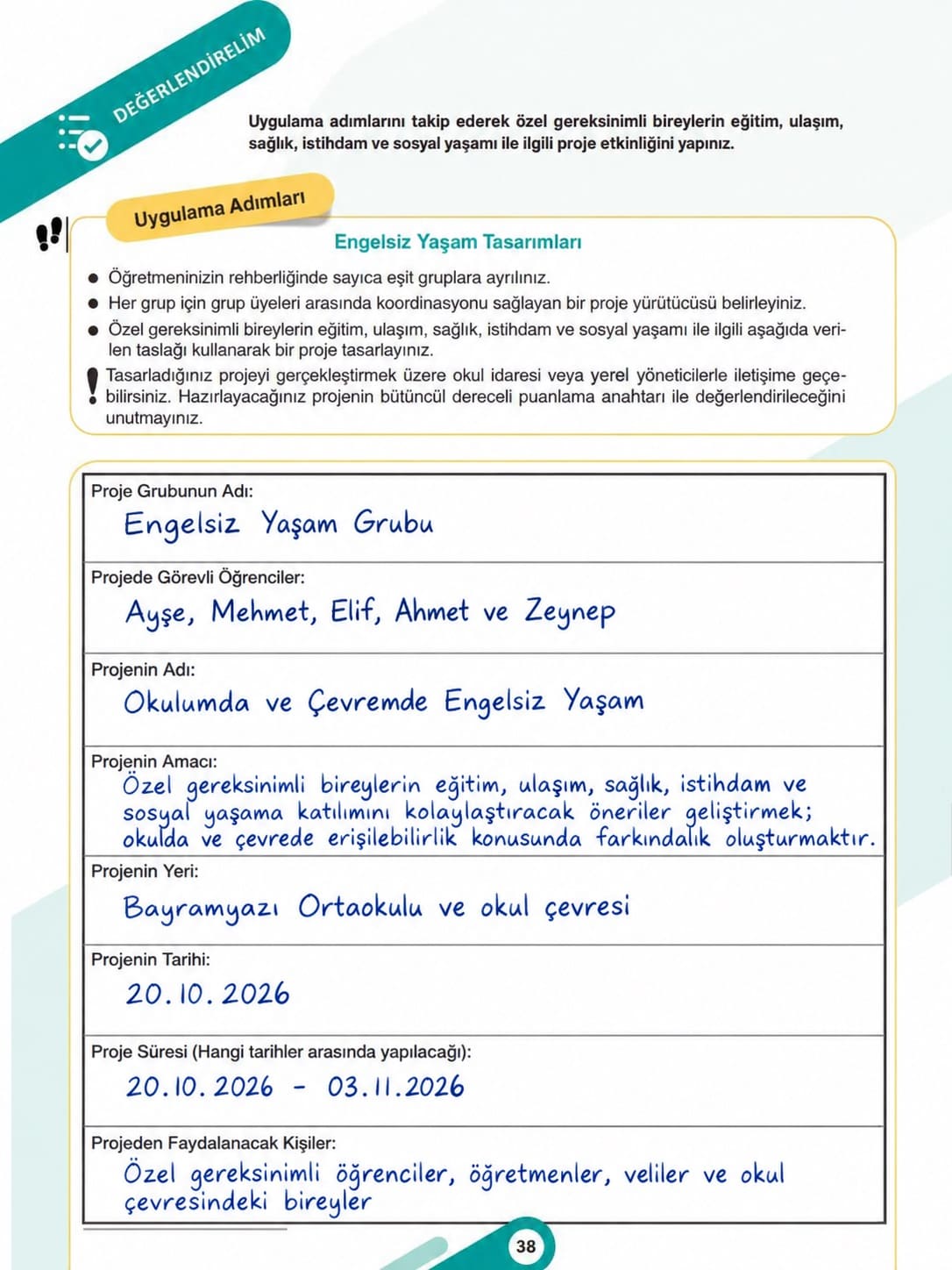7.Sınıf Sosyal Bilgiler 1.Kitap Sayfa 38-39 Etkinlik Cevapları