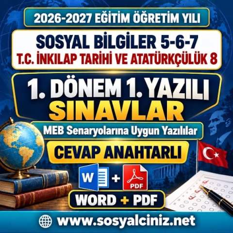 2026-2027 8.Sınıf T.C.İnkılap Tarihi 1.Dönem 1. Yazılı 1.Senaryo Cevaplı