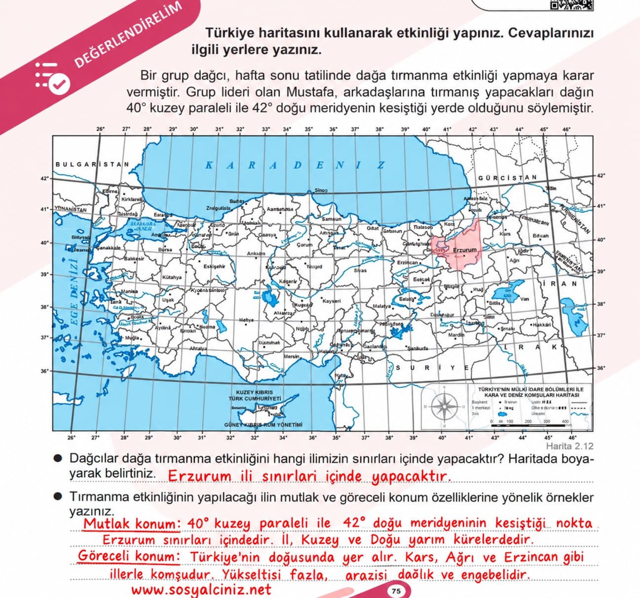 6.Sınıf Sosyal Bilgiler 1.Kitap Sayfa 75 Etkinlik Cevapları