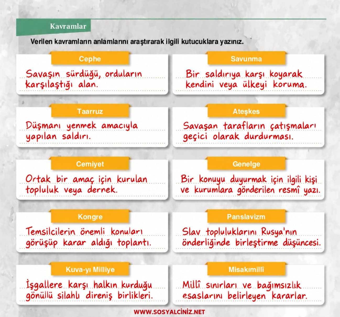T.C. İnkılap Tarihi Dersdestek Sayfa 41 Etkinlik Cevapları